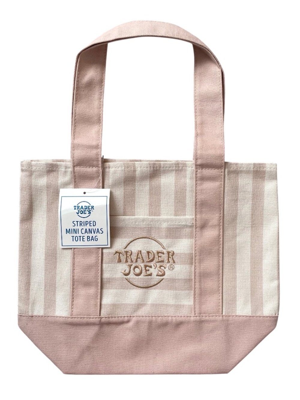Trader Joe's Mini Pastel Striped Canvas Tote Bag NWT